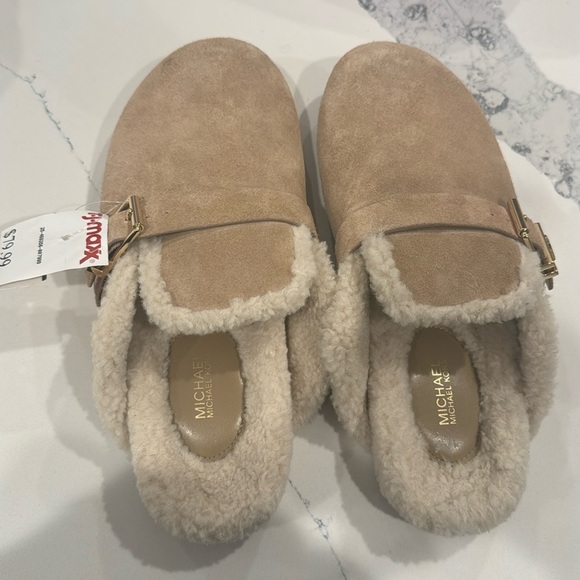 Michael Kors beige suede leather flat mule clogs - Picture 2 of 6